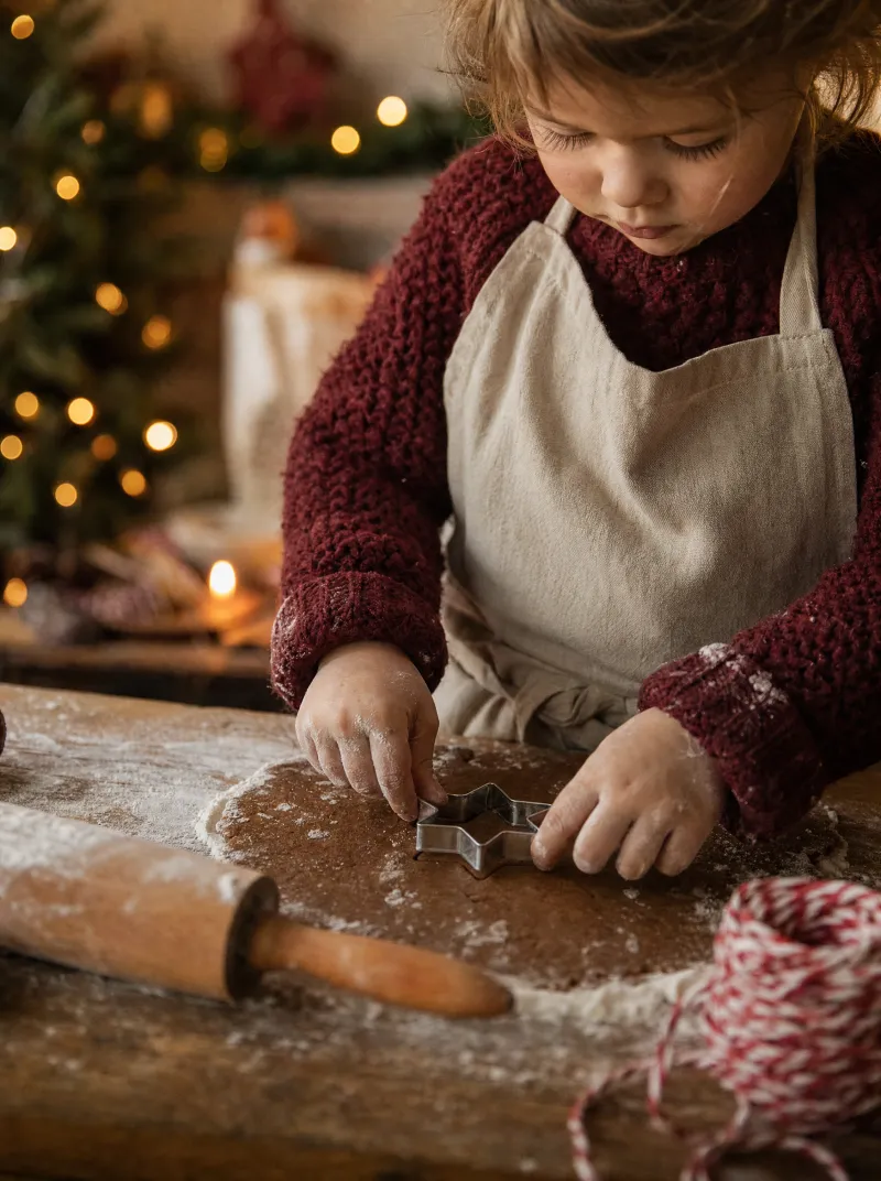 Kinderhandjes steken stervormige koekjes uit het deeg